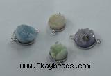 NGC89 12mm - 16mm flat round druzy agate connectors wholesale