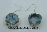 NGE07 20*25mm - 25*30mm freeform plated druzy agate earrings