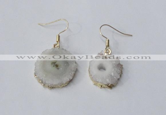 NGE120 8*12mm - 12*16mm freeform druzy agate gemstone earrings