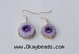 NGE122 8*12mm - 12*16mm freeform druzy agate gemstone earrings