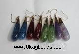 NGE18 10*40mm teardrop mixed agate gemstone earrings wholesale