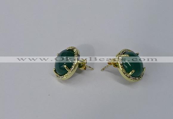 NGE185 12mm flat round agate gemstone earrings wholesale