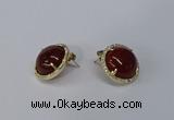 NGE188 15mm flat round agate gemstone earrings wholesale