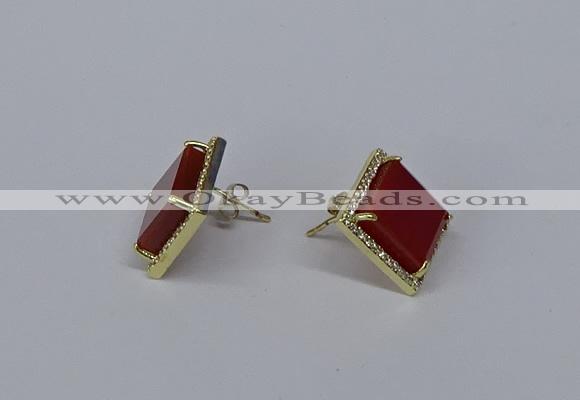 NGE201 12*12mm square agate gemstone earrings wholesale