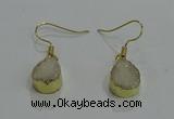 NGE242 10*12mm teardrop druzy agate gemstone earrings wholesale