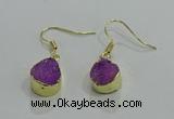 NGE244 10*12mm teardrop druzy agate gemstone earrings wholesale