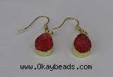 NGE245 10*12mm teardrop druzy agate gemstone earrings wholesale