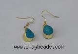 NGE246 10*12mm teardrop druzy agate gemstone earrings wholesale