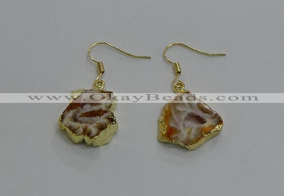 NGE258 13*18mm - 15*20mm freeform druzy agate earrings