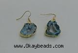 NGE261 13*18mm - 15*20mm freeform druzy agate earrings