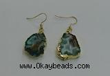 NGE262 13*18mm - 15*20mm freeform druzy agate earrings