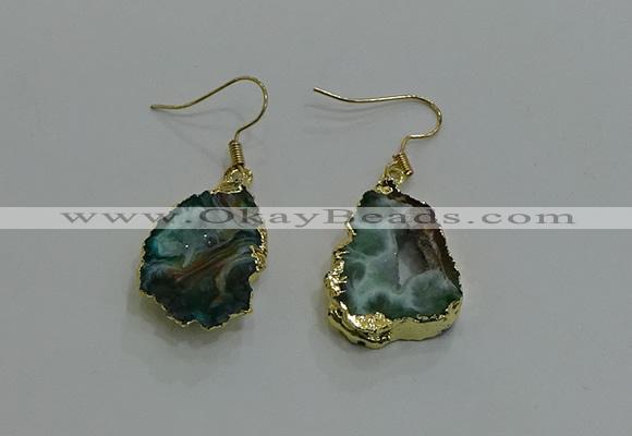 NGE262 13*18mm - 15*20mm freeform druzy agate earrings