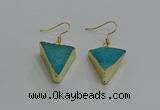 NGE269 18*22mm - 20*22mm triangle druzy agate earrings