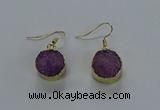 NGE278 15mm - 16mm coin druzy agate gemstone earrings wholeasle