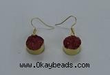 NGE279 15mm - 16mm coin druzy agate gemstone earrings wholeasle