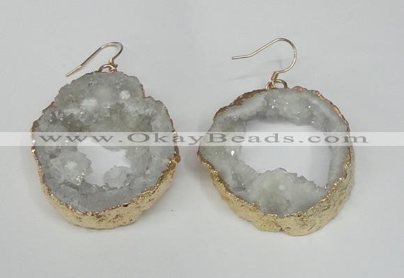 NGE28 30*35mm - 35*40mm freeform plated druzy agate earrings