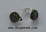 NGE286 15mm - 16mm coin plated druzy agate earrings wholeasle