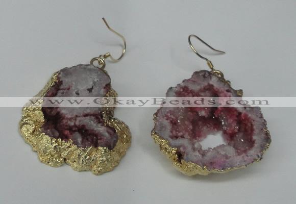 NGE30 30*35mm - 35*40mm freeform plated druzy agate earrings