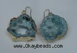 NGE31 30*35mm - 35*40mm freeform plated druzy agate earrings