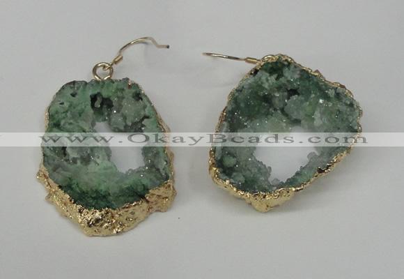 NGE32 30*35mm - 35*40mm freeform plated druzy agate earrings