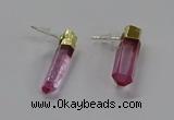 NGE328 5*18mm - 6*22mm sticks dyed white crystal earrings wholesale