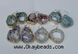 NGE33 30*35mm - 35*40mm freeform plated druzy agate earrings