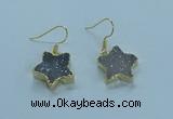 NGE345 14mm - 16mm star druzy agate earrings wholesale