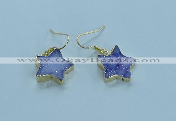 NGE347 14mm - 16mm star druzy agate earrings wholesale