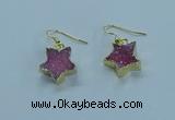 NGE348 14mm - 16mm star druzy agate earrings wholesale