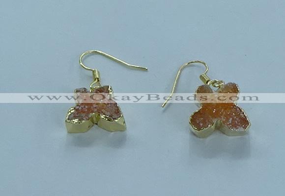 NGE354 10*14mm - 12*16mm butterfly druzy agate earrings wholesale