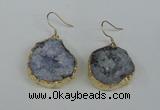 NGE36 20*25mm - 25*30mm freeform plated druzy agate earrings