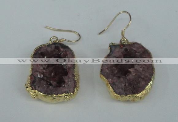 NGE37 20*25mm - 25*30mm freeform plated druzy agate earrings