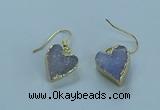 NGE370 13*13mm - 14*14mm heart druzy agate earrings wholesale