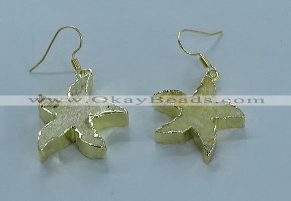 NGE389 20mm - 22mm starfish druzy agate earrings wholesale