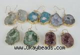 NGE39 20*25mm - 25*30mm freeform plated druzy agate earrings