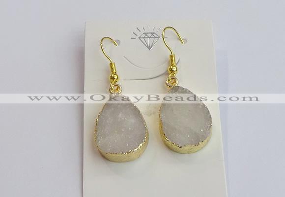 NGE400 15*20mm teardrop druzy agate gemstone earrings wholesale