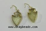 NGE5001 16*20mm - 18*25mm arrowhead lemon quartz earrings