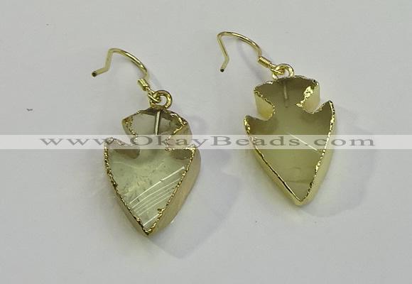 NGE5001 16*20mm - 18*25mm arrowhead lemon quartz earrings