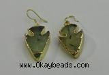 NGE5006 18*25mm - 20*30mm arrowhead green rutilated quartz earrings