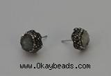 NGE5015 12mm freeform druzy agate gemstone earrings wholesale