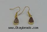 NGE5020 8*12mm teardrop druzy agate gemstone earrings wholesale