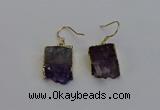 NGE5025 15*16mm - 15*20mm freeform druzy amethyst earrings