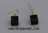 NGE5088 10*15mm cube smoky quartz gemstone earrings wholesale