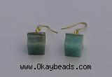 NGE5092 10*15mm cube amazonite gemstone earrings wholesale