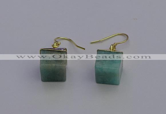 NGE5092 10*15mm cube amazonite gemstone earrings wholesale