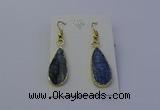 NGE5104 12*25mm flat teardrop blue kyanite earrings wholesale