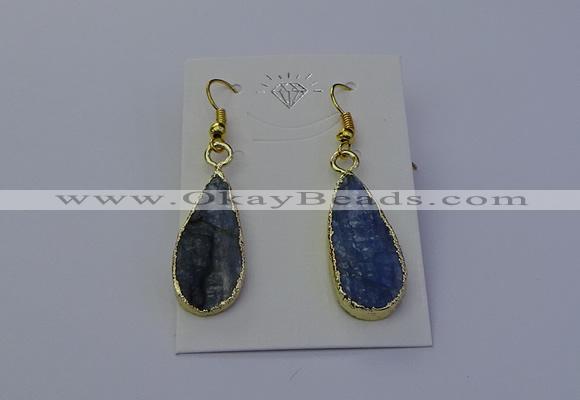 NGE5104 12*25mm flat teardrop blue kyanite earrings wholesale