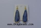 NGE5105 13*40mm flat teardrop blue kyanite earrings wholesale