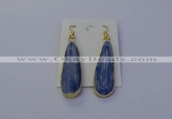 NGE5105 13*40mm flat teardrop blue kyanite earrings wholesale