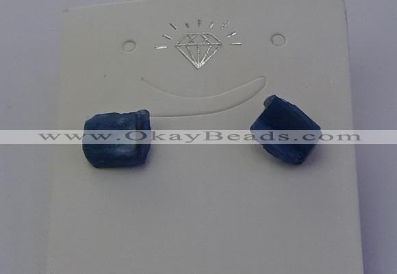 NGE5107 6*10mm nuggets blue kyanite earrings wholesale